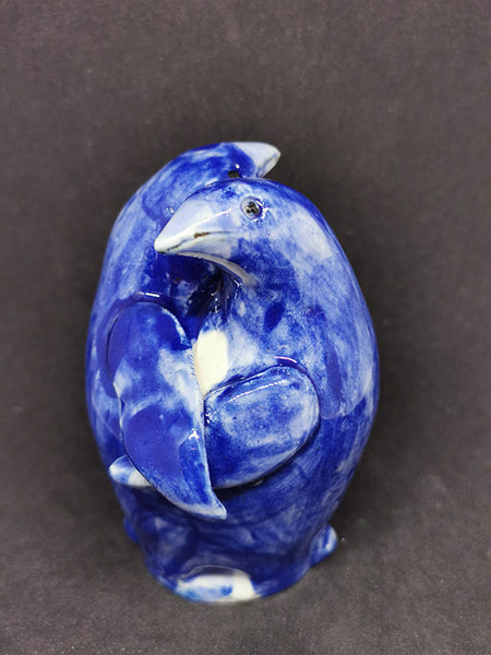 Ceramic blue penguin pairs by Joy Paterson